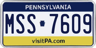PA license plate MSS7609