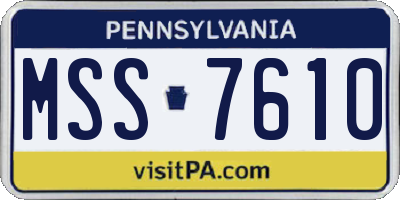 PA license plate MSS7610