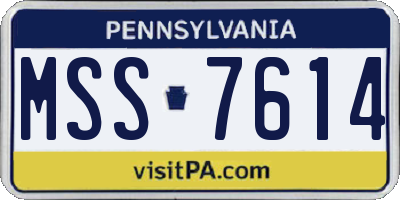 PA license plate MSS7614