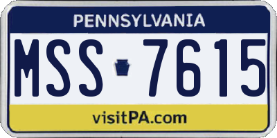 PA license plate MSS7615