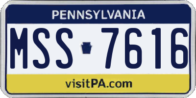 PA license plate MSS7616