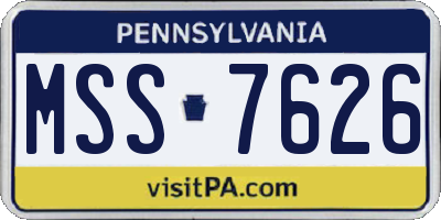 PA license plate MSS7626