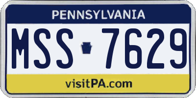 PA license plate MSS7629