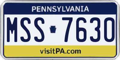 PA license plate MSS7630