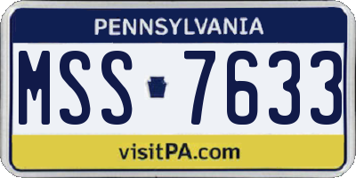 PA license plate MSS7633