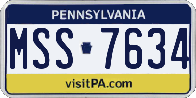 PA license plate MSS7634