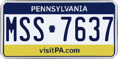 PA license plate MSS7637