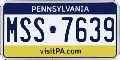 PA license plate MSS7639