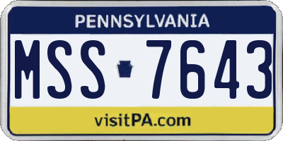 PA license plate MSS7643