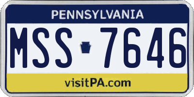 PA license plate MSS7646