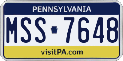 PA license plate MSS7648