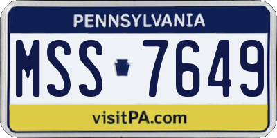 PA license plate MSS7649