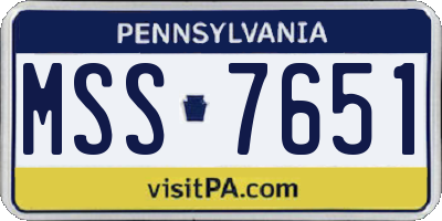 PA license plate MSS7651