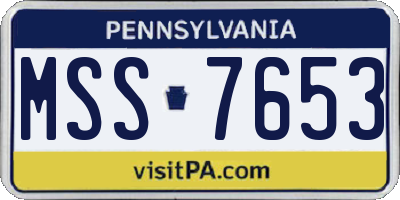 PA license plate MSS7653