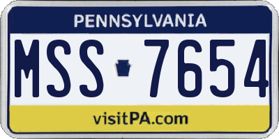 PA license plate MSS7654