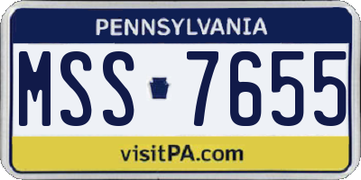 PA license plate MSS7655