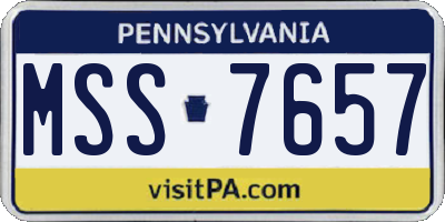 PA license plate MSS7657