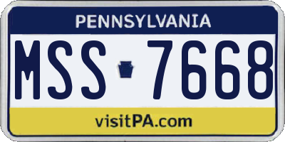 PA license plate MSS7668