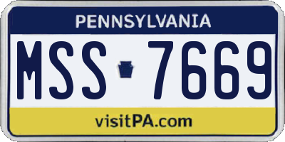 PA license plate MSS7669