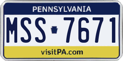 PA license plate MSS7671