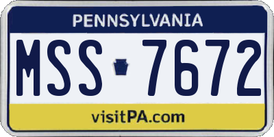 PA license plate MSS7672