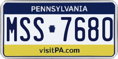PA license plate MSS7680