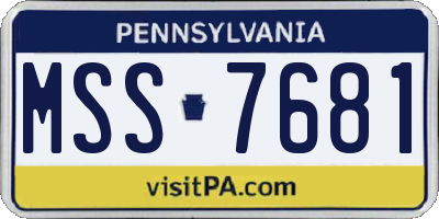 PA license plate MSS7681