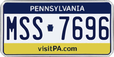 PA license plate MSS7696