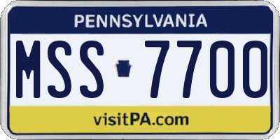 PA license plate MSS7700