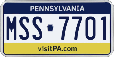 PA license plate MSS7701