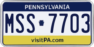 PA license plate MSS7703
