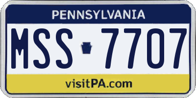 PA license plate MSS7707