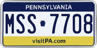 PA license plate MSS7708