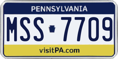 PA license plate MSS7709