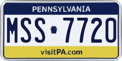 PA license plate MSS7720
