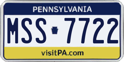 PA license plate MSS7722