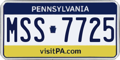 PA license plate MSS7725
