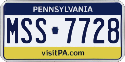 PA license plate MSS7728