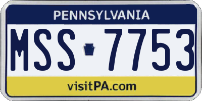 PA license plate MSS7753