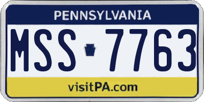 PA license plate MSS7763