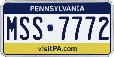 PA license plate MSS7772