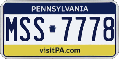 PA license plate MSS7778