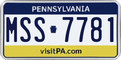 PA license plate MSS7781
