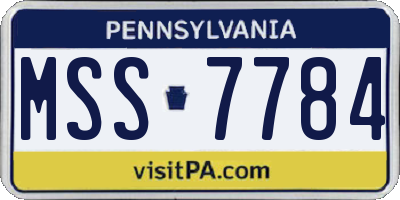 PA license plate MSS7784