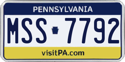 PA license plate MSS7792
