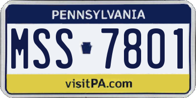 PA license plate MSS7801