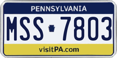 PA license plate MSS7803