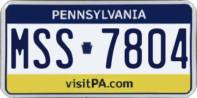 PA license plate MSS7804