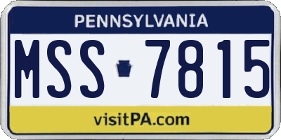 PA license plate MSS7815