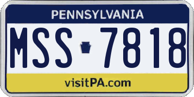 PA license plate MSS7818
